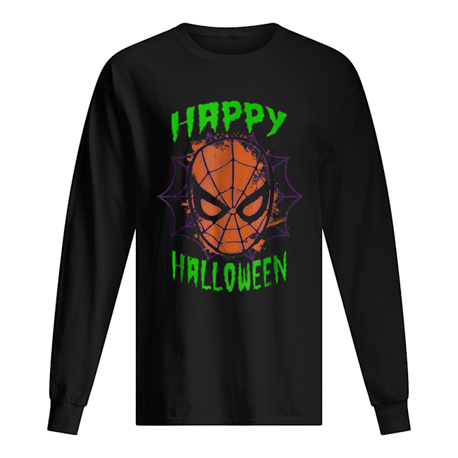 Marvel Spider-Man Mask Happy Halloween Graphic Long Sleeved T-shirt 