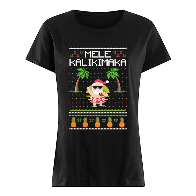 Mele Kalikimaka Hawaiian Santa Ugly Christmas Racerback Tank Top T Classic Women's T-shirt