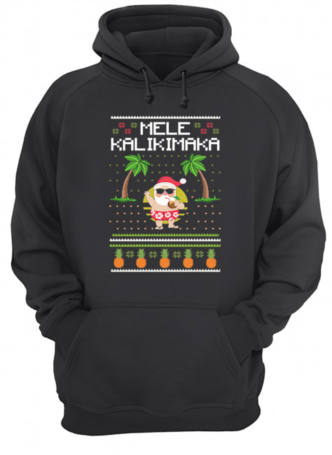 Mele Kalikimaka Hawaiian Santa Ugly Christmas Racerback Tank Top T Unisex Hoodie