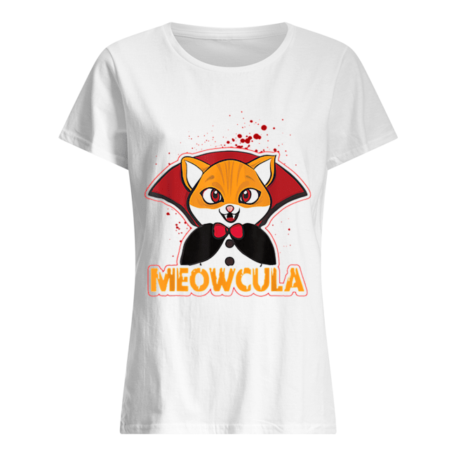 Meowcula Funny Cat Vampire Dracula Halloween Kitty Classic Women's T-shirt