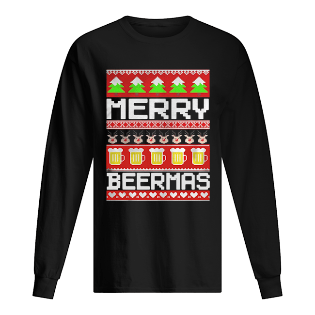 Merry Beermas Christmas Shirt Long Sleeved T-shirt 