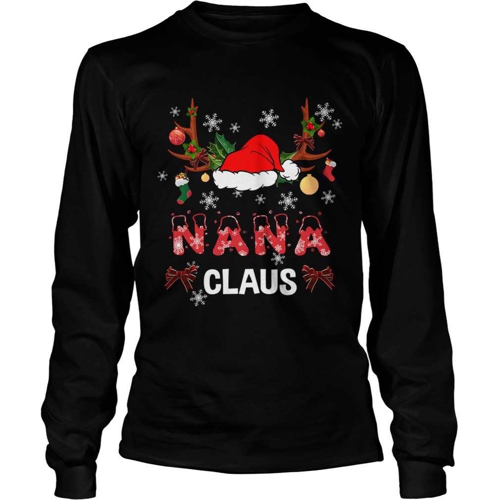 Merry Christmas Nana Claus Hat Santa TShirt LongSleeve
