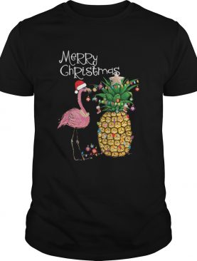 Merry Christmas Pink Flamingo Christmas TShirt