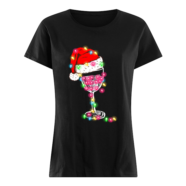 Merry Christmas Wine Glass Color Light Funny Wine Lover Gift T-Shirt Classic Women's T-shirt