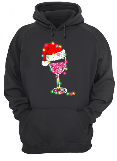 Merry Christmas Wine Glass Color Light Funny Wine Lover Gift T-Shirt Unisex Hoodie