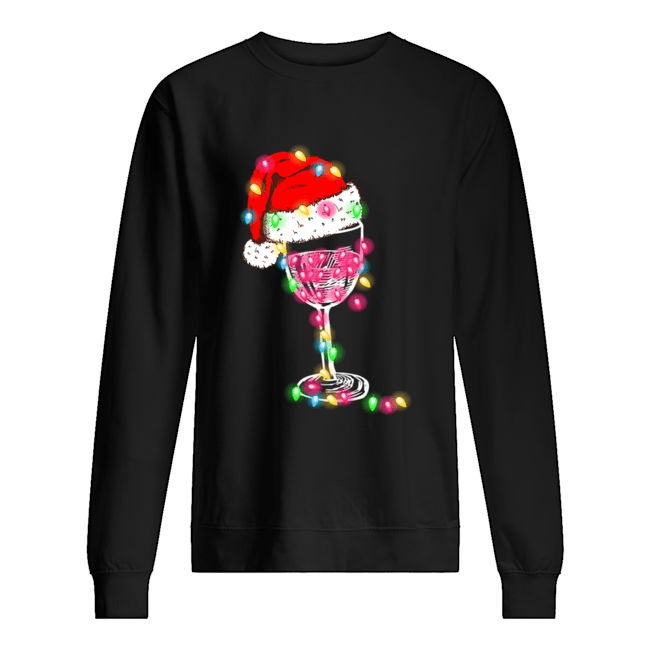 Merry Christmas Wine Glass Color Light Funny Wine Lover Gift T-Shirt Unisex Sweatshirt