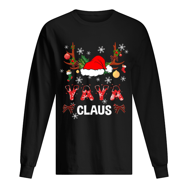 Merry Christmas Yaya Claus Hat Santa T-Shirt Long Sleeved T-shirt 