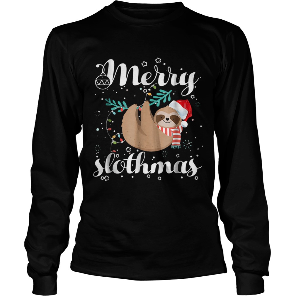 Merry Slothmas T Shirt Christmas Pajama for Sloth Lovers TShirt LongSleeve