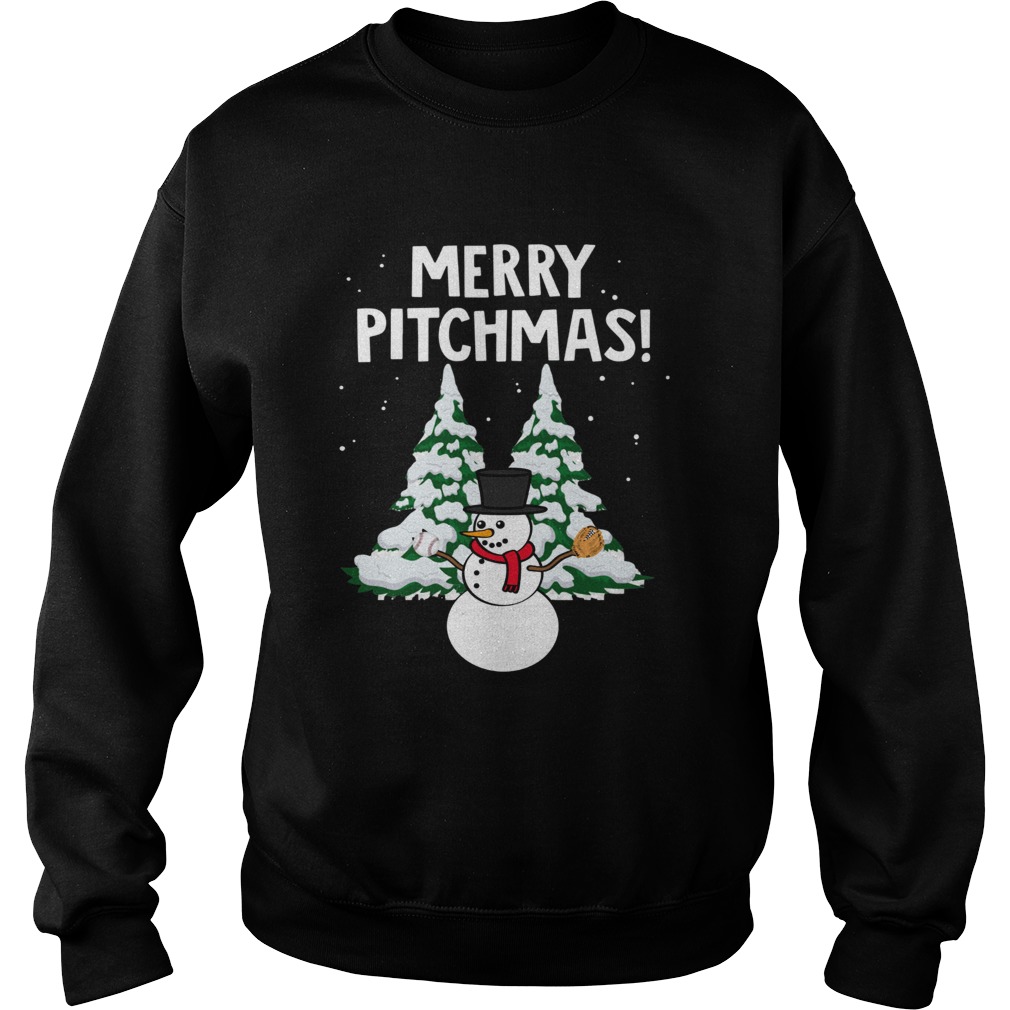 Merry pitchmas Snowman Baseball Sweatshirt