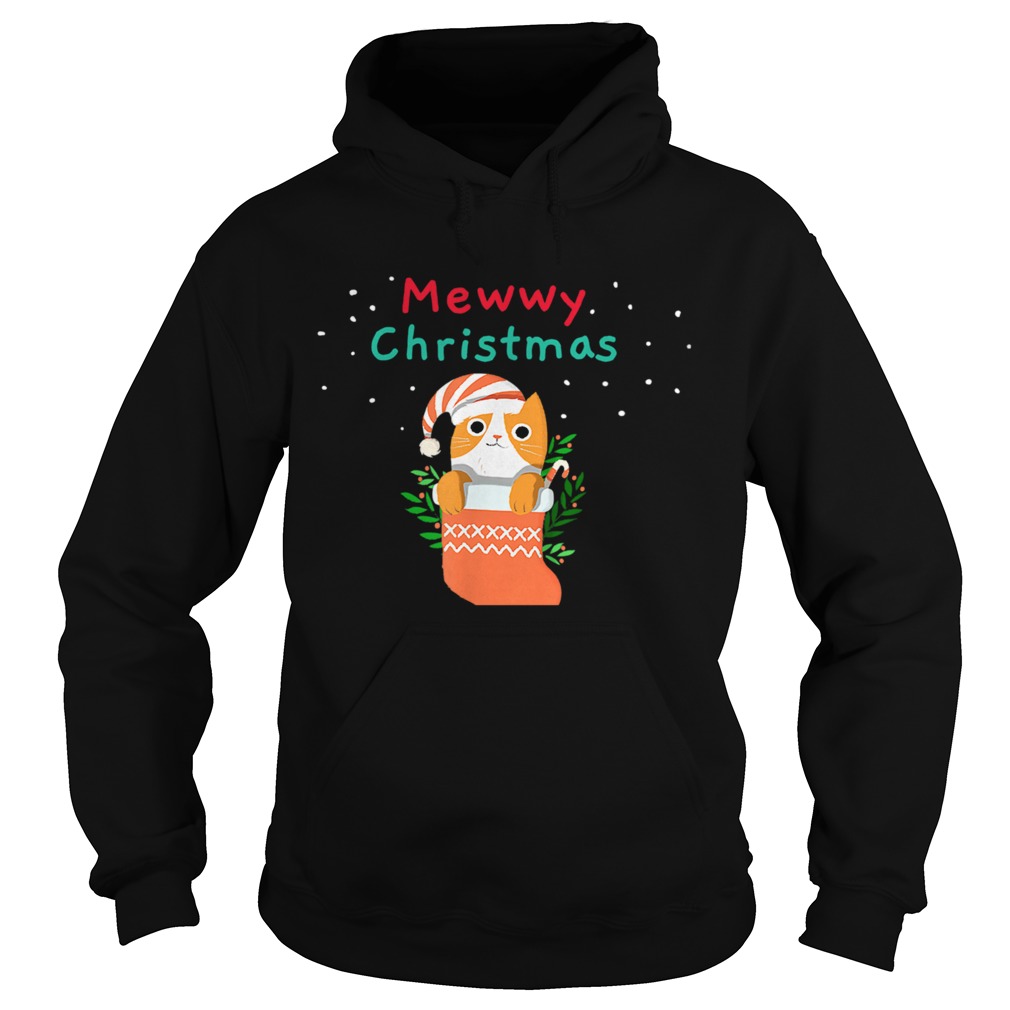 Mewwy Christmas Funny Ginger Tuxie Kitty Cat Lovers Holiday TShirt Hoodie