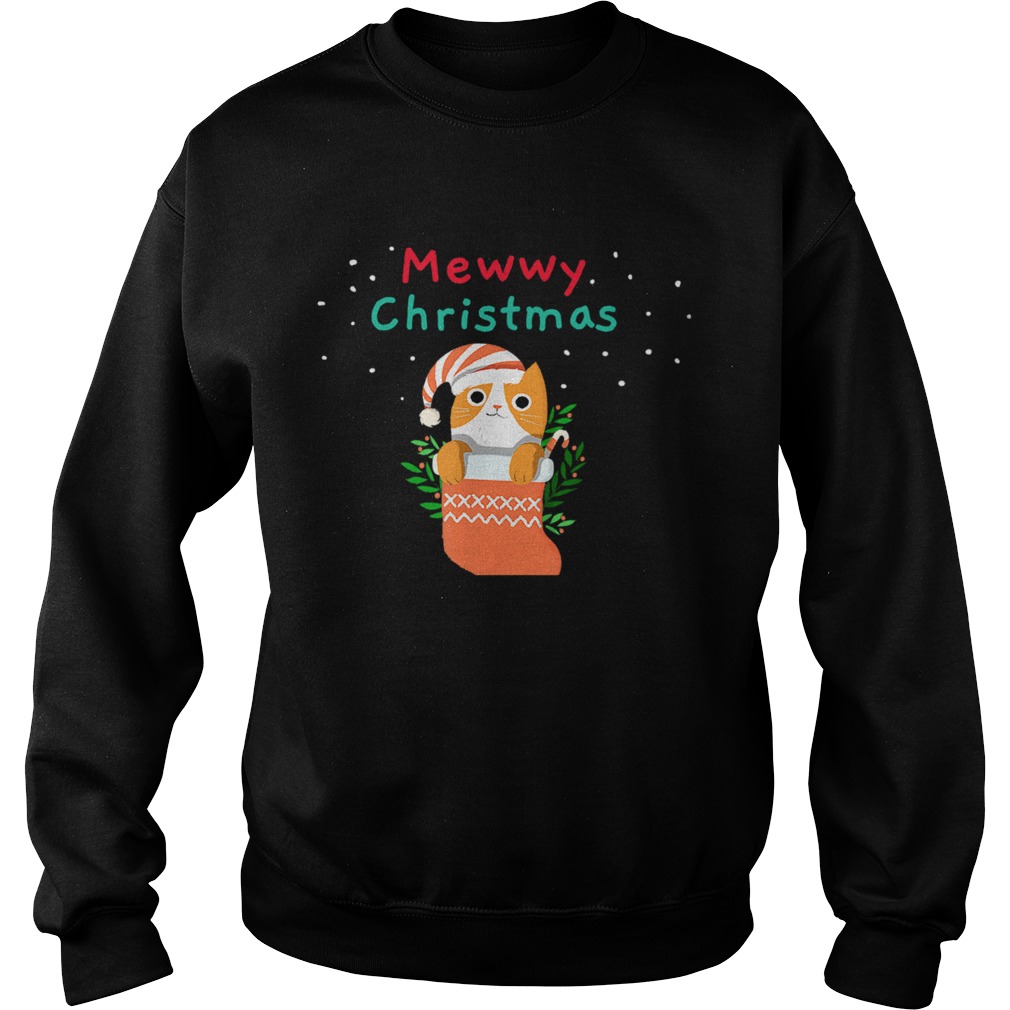 Mewwy Christmas Funny Ginger Tuxie Kitty Cat Lovers Holiday TShirt Sweatshirt