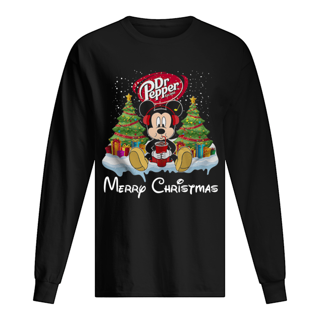 Mickey Mouse drink Dr Pepper Merry Christmas Long Sleeved T-shirt 