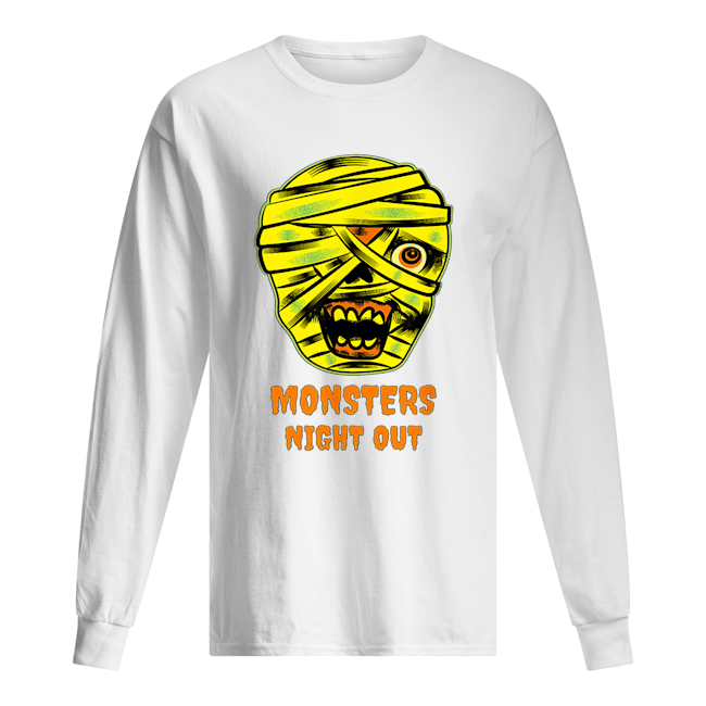 Monsters Night Out with Mummies Funny Easy Halloween Costume Long Sleeved T-shirt 