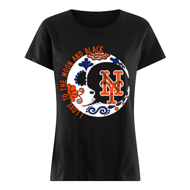 New York Mets I love to the moon and black Classic Women's T-shirt