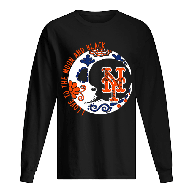 New York Mets I love to the moon and black Long Sleeved T-shirt 