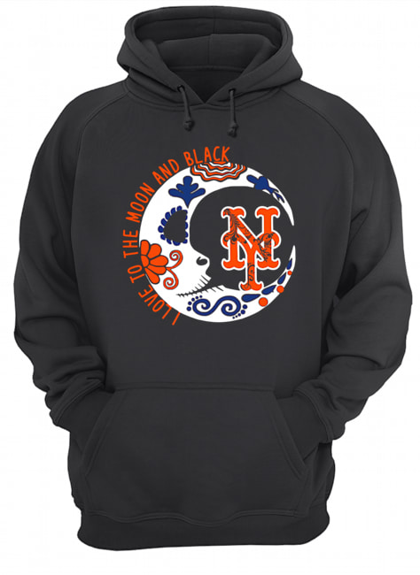 New York Mets I love to the moon and black Unisex Hoodie