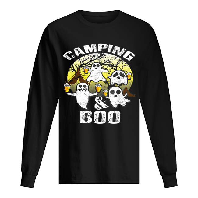 Nice Scary Camping & Boo Ghost Camp Beer Halloween Funny Gift Long Sleeved T-shirt 