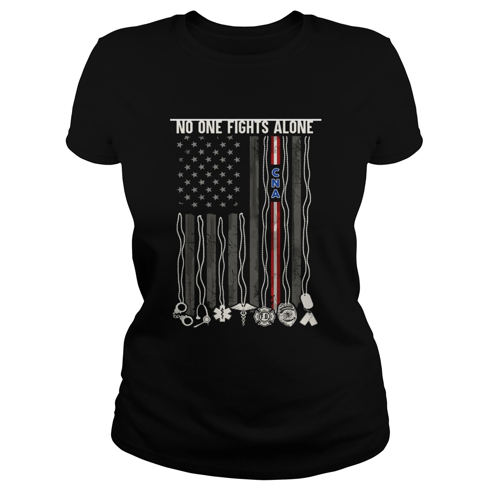 No One Fights Alone CNA American Flag Back Ts Classic Ladies