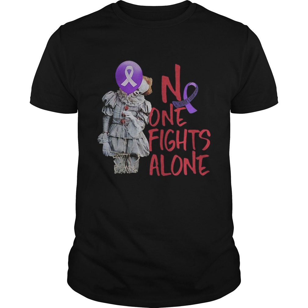 No one fights alone Pennywise alzheimer awareness tshirt