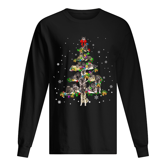 Norwegian Elkhound Christmas Tree T-Shirt Long Sleeved T-shirt 