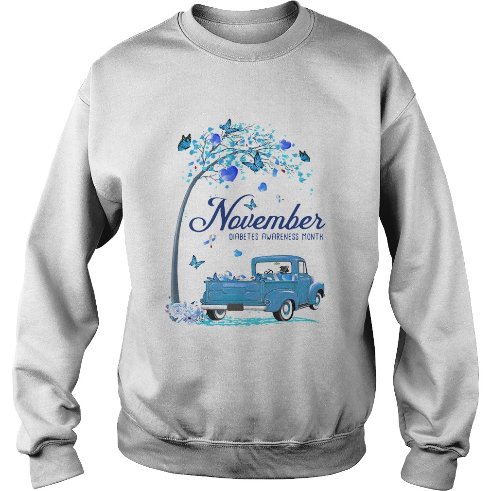 November Diabetes month blue truck Sweatshirt