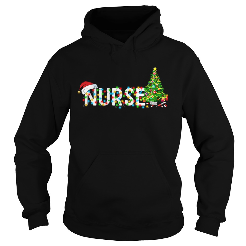Nurse Christmas Tree Santa Claus Gift TShirt Hoodie
