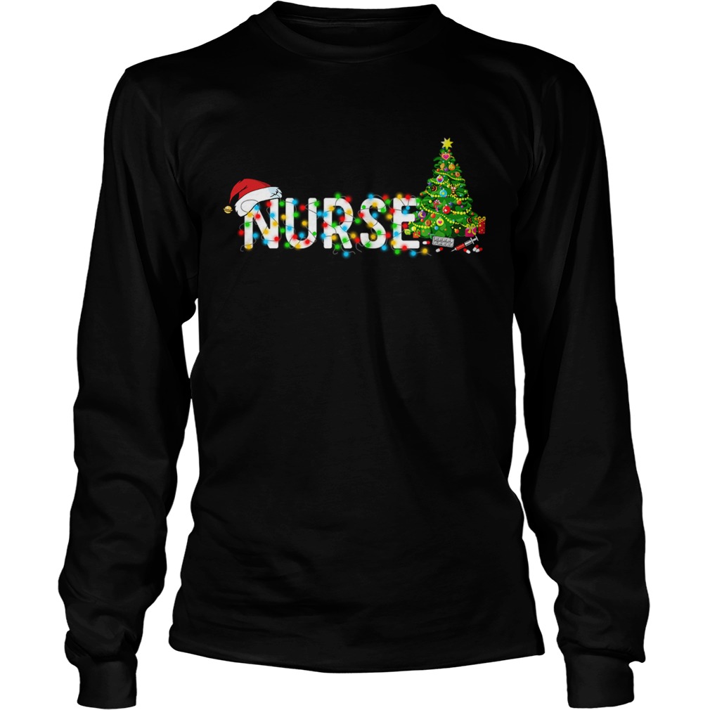 Nurse Christmas Tree Santa Claus Gift TShirt LongSleeve