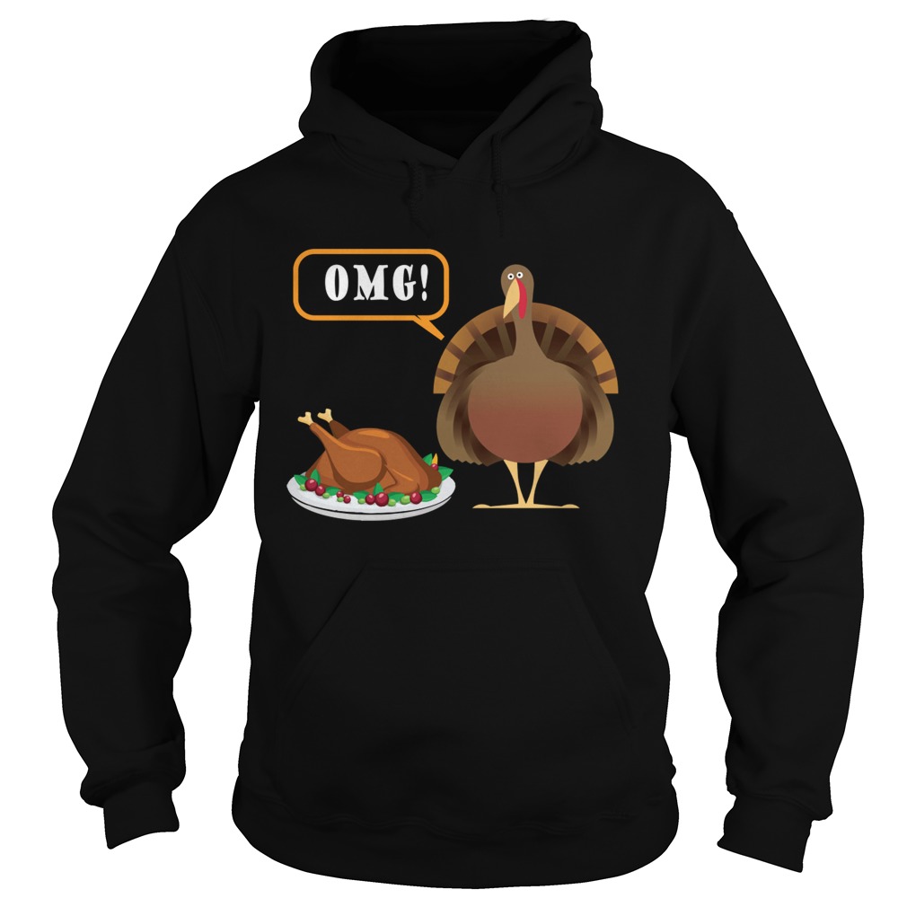 OMG Turkey its Dinner Funny Thanksgiving Distressed Shirt Hoodie
