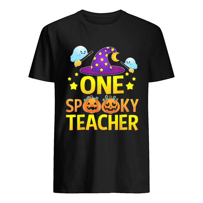 One Spooky Teacher Halloween Gifts Ghost Witch Hat shirt
