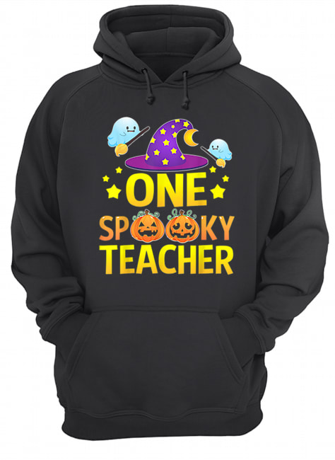 One Spooky Teacher Halloween Gifts Ghost Witch Hat Unisex Hoodie