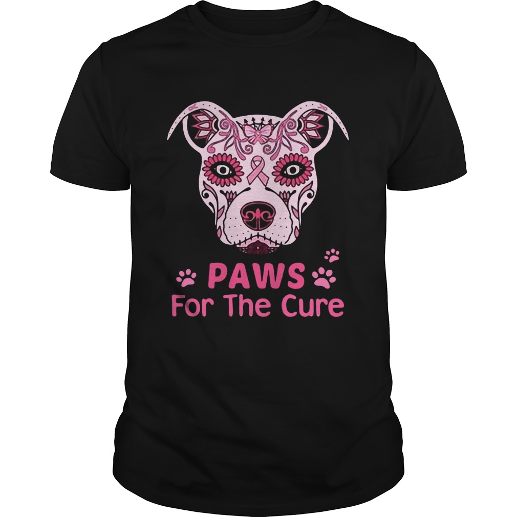 Paws for the cure pit bull poco loco sugar skull breast cancer shirt
