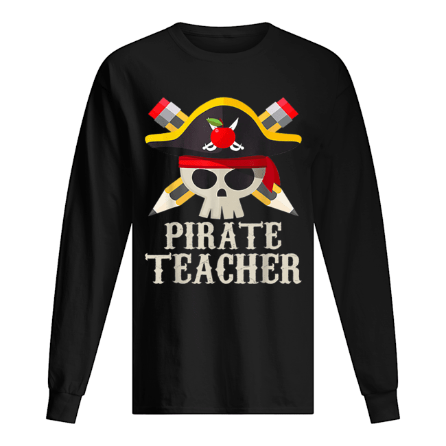 Pirate Teacher For Halloween Costume Gift Long Sleeved T-shirt 