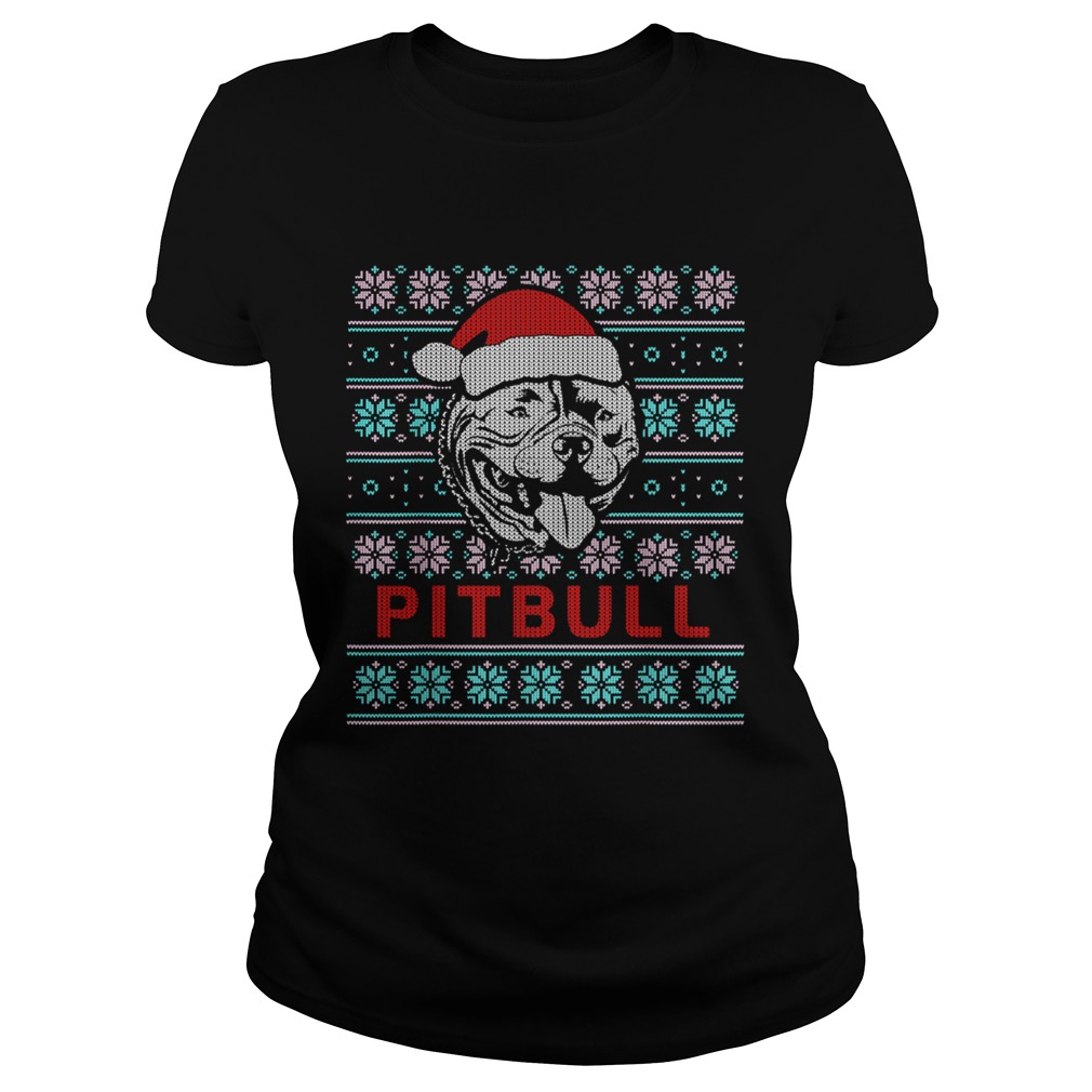 Pitbull Ugly Christmas Dog Gift TShirt Classic Ladies