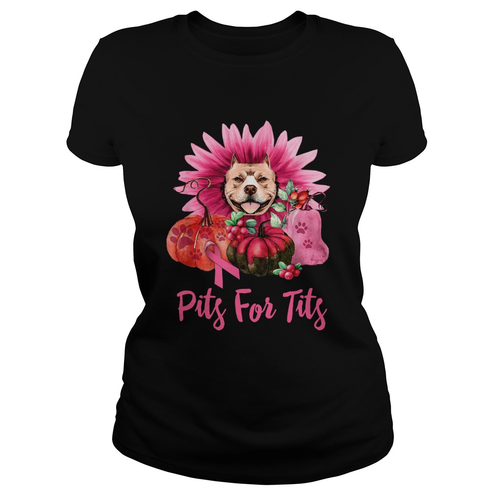 Pits for tits Pitbull Breast Cancer Awareness Gerbera Pumpkin Classic Ladies