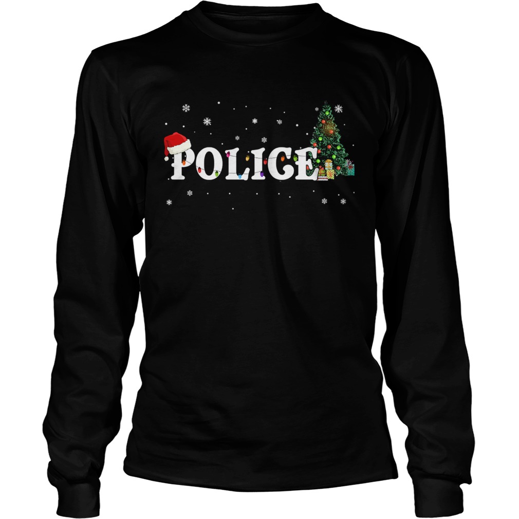 Police Christmas Santa Hat Holiday TShirt LongSleeve