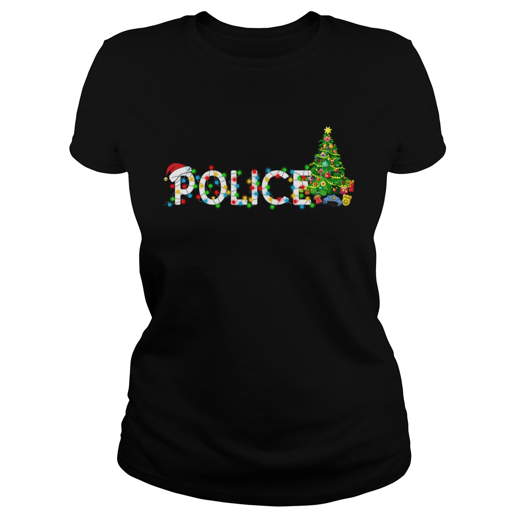 Police Christmas Tree Santa Claus Gift TShirt Classic Ladies