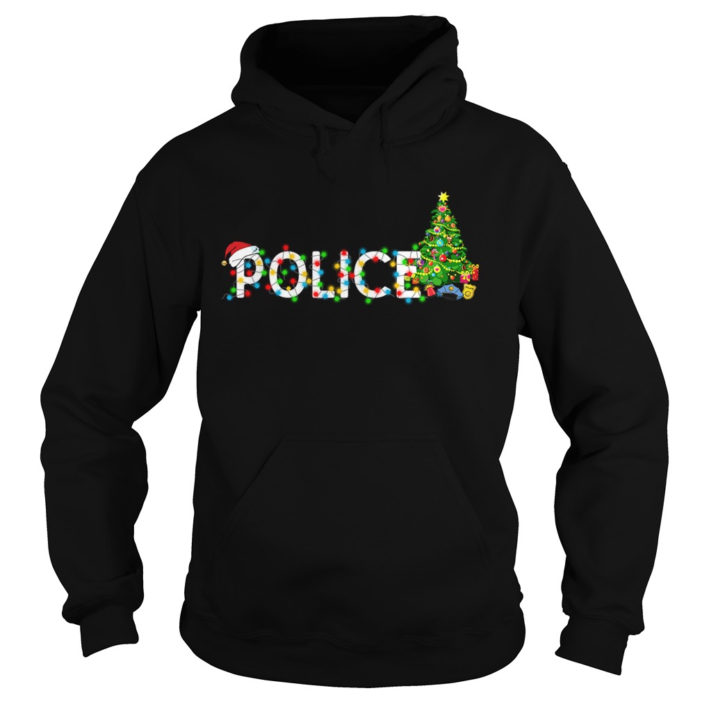 Police Christmas Tree Santa Claus Gift TShirt Hoodie
