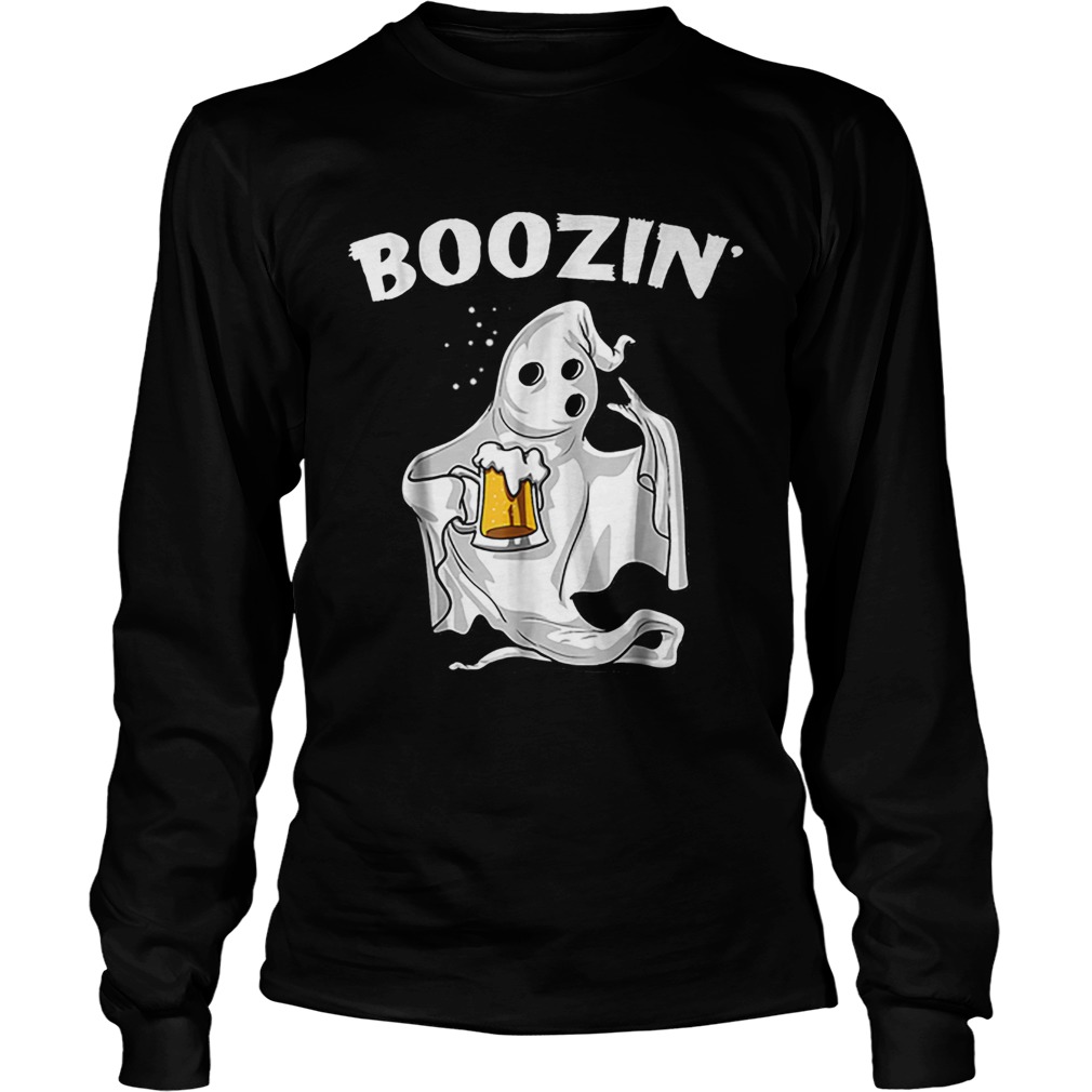 Premium Ghost Halloween Boozin Funny Beer Drinking Party LongSleeve