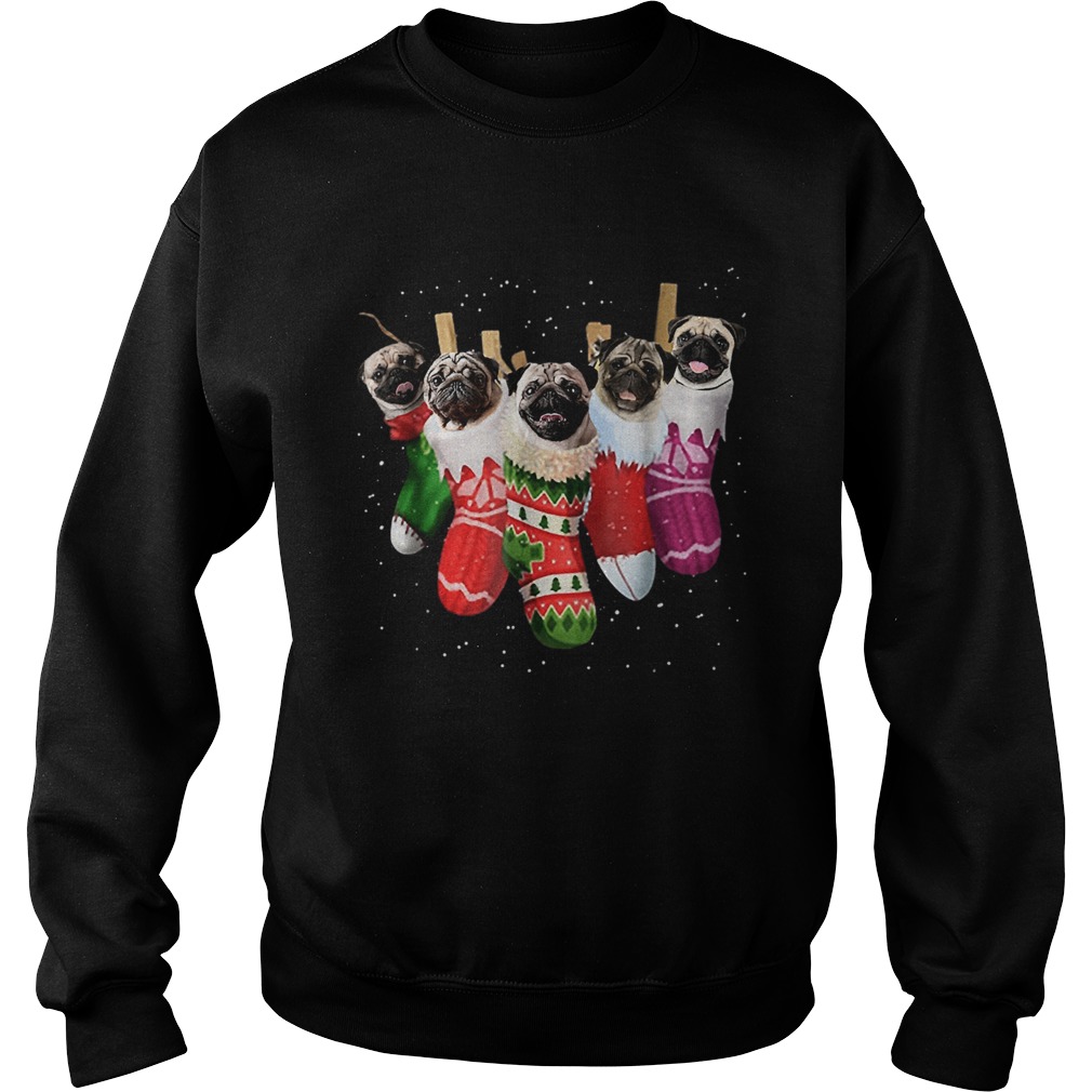 Pug Christmas Socks Funnys Xmas Vintage Cute Gift TShirt Sweatshirt