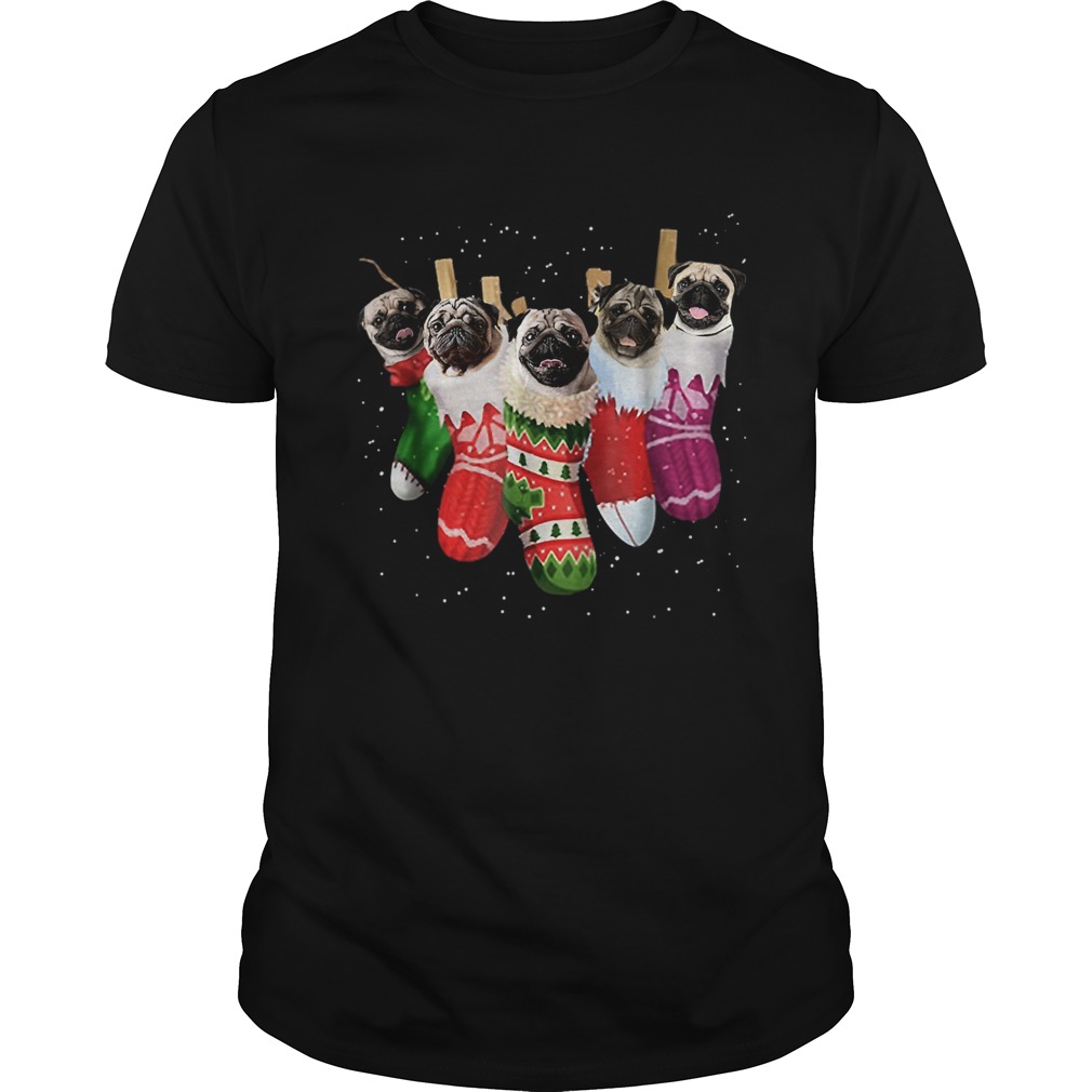 Pug Christmas Socks Funnys Xmas Vintage Cute Gift TShirt