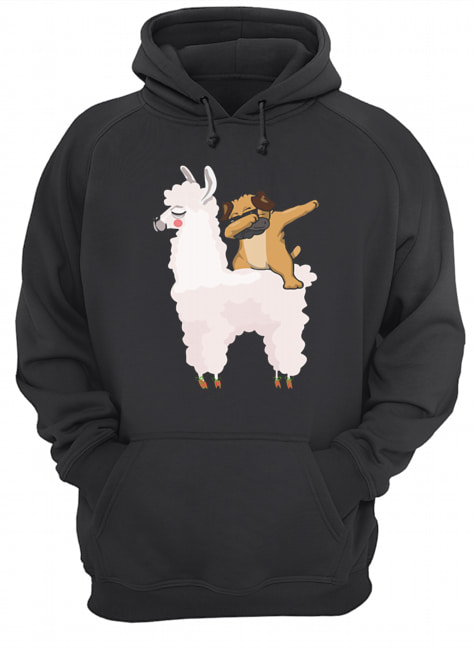 Pug Dabbing Rides Llama Ugly Christmas T-Shirt Unisex Hoodie