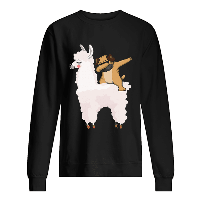 Pug Dabbing Rides Llama Ugly Christmas T-Shirt Unisex Sweatshirt