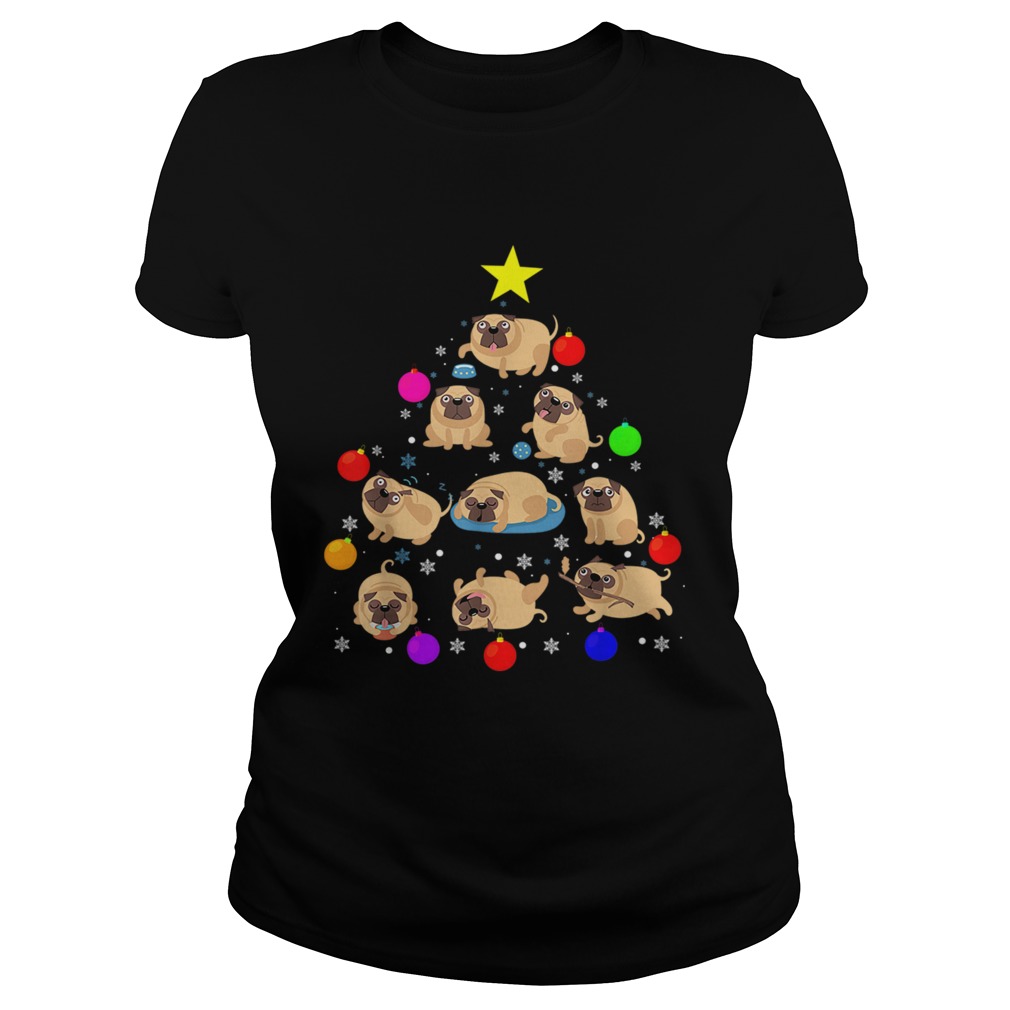 Pug Dog Christmas Tree T Shirt Ornament Decor Gift TShirt Classic Ladies