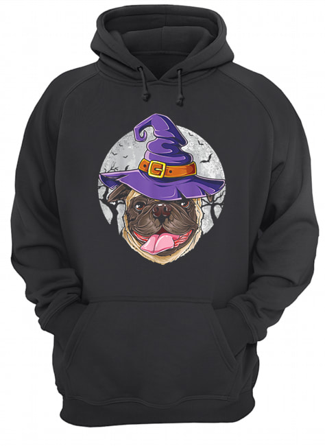 Pug Witch Hat Funny Halloween Gifts Dog Unisex Hoodie