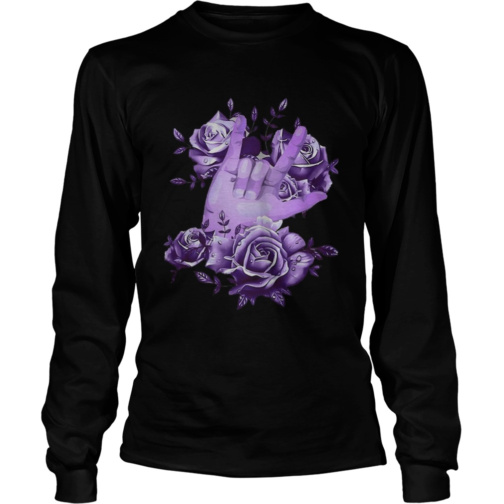 Rock N Roll Sign Language Purple Roses Shirt LongSleeve