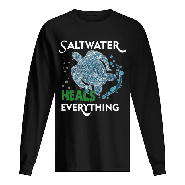 Saltwater Heals Everything Turtle Lover Gift T-Shirt Long Sleeved T-shirt 