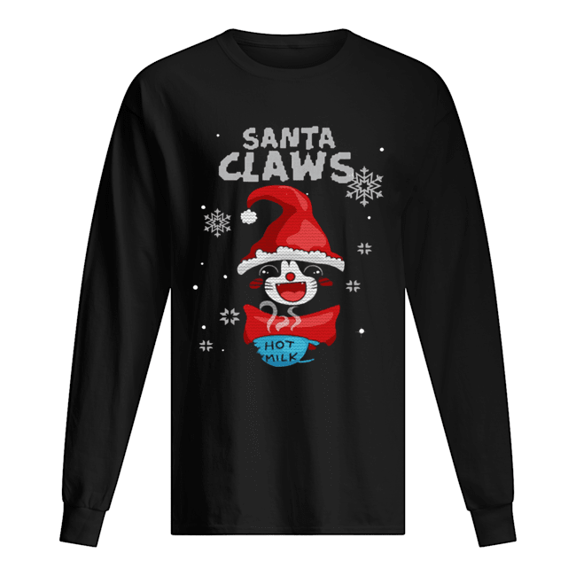 Santa Claws Black Cat Ugly Christmas Shirt Long Sleeved T-shirt 