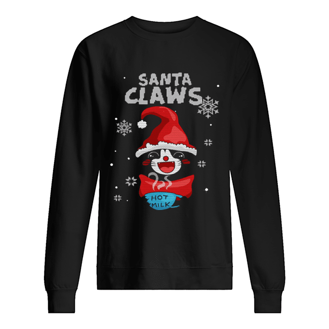 Santa Claws Black Cat Ugly Christmas Shirt Unisex Sweatshirt
