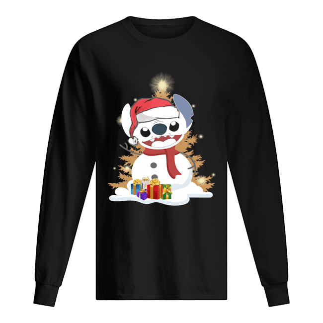 Santa Stitch Make Snowman Christmas T- Shirt Long Sleeved T-shirt 