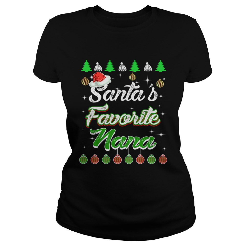 Santas Favorite Nana Awesome Christmas TShirt Classic Ladies